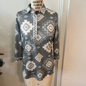 GRETCHEN SCOTT Aztec Print Top with Stretch Size Small